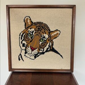 Vintage Tiger Needlepoint Wall Art